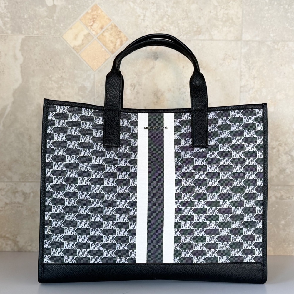 Michael Kors Cooper XL Commuter Structured Tote Bag MK Black Multi